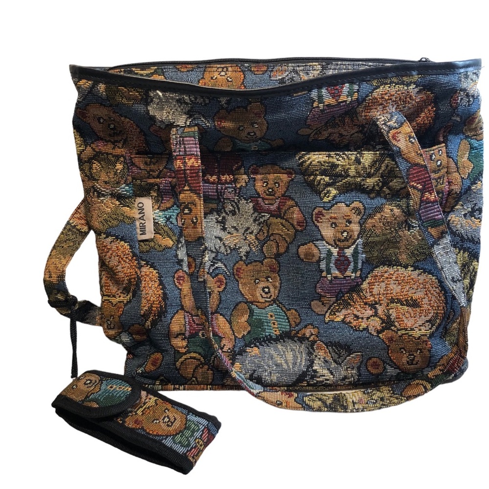 Vintage Mirano Bear Large Tapestry Tote with Vintage phone case 14 x 12”